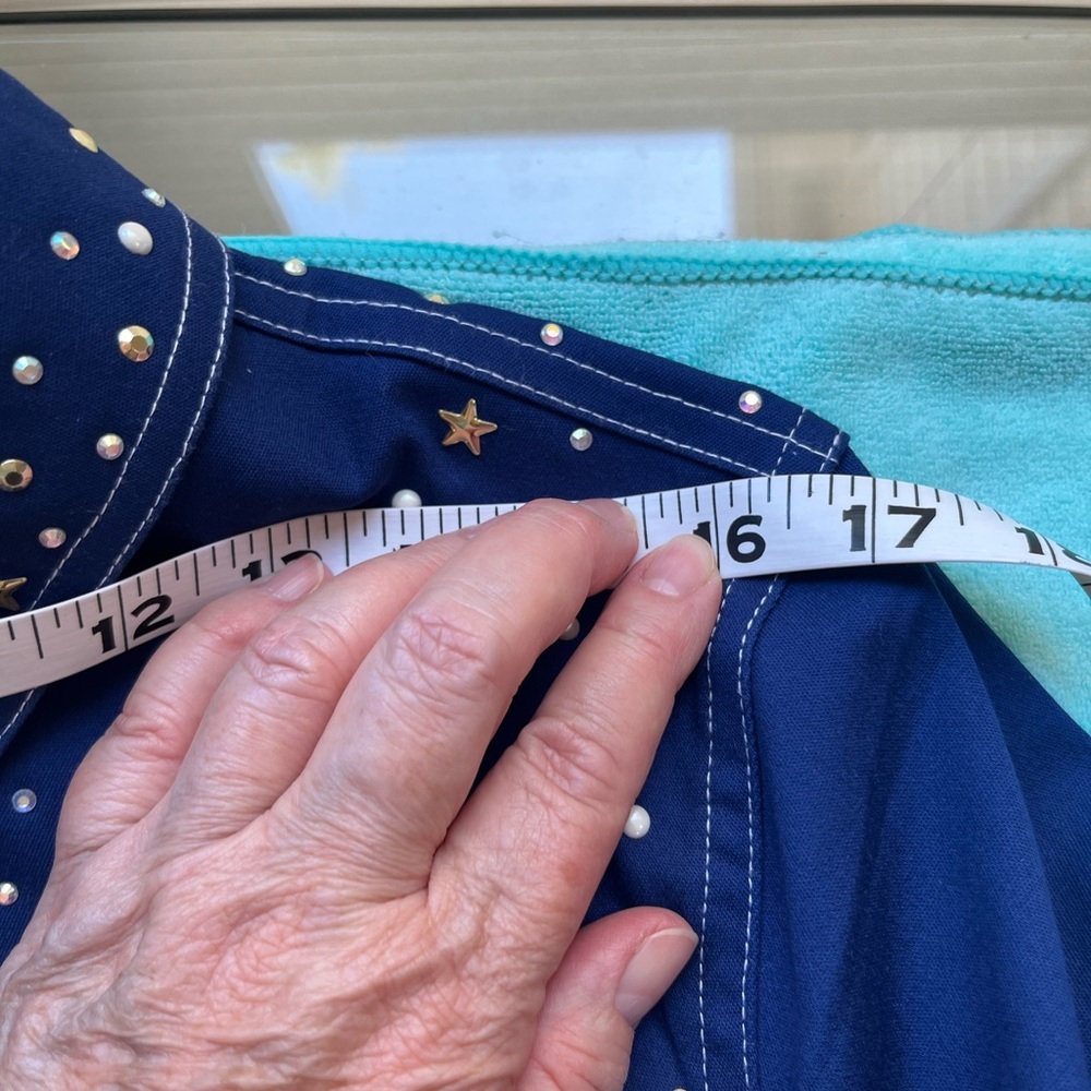 NWOT Quacker Factory L Royal Blue Star-Studded Jacket. Cotton & Spandex - Picture 10 of 16